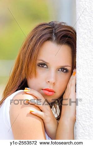 Teen girl portrait serious look View Large Photo Image Stock Image - Teen girl portrait serious look. Fotosearch