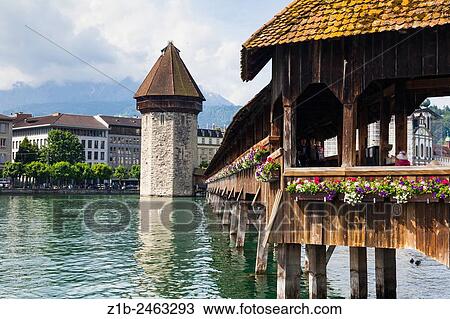 The Wasserturm on the Kapellbrucke in Lucerne, Switzerland. View Large Photo Image Stock Image - The Wasserturm on the Kapellbrucke in Lucerne, Switzerland.. Fotosearch