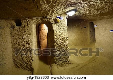 Stock Image - Turkey - Cappadocia, Saratly underground ancient city, Unesco. Fotosearch
