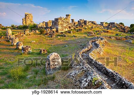 Turkey Pammukale - Hierapolis, ruins of the ancient city, water channel, Unesco View Large Photo Image Picture - Turkey Pammukale - Hierapolis, ruins of the ancient city, water channel, Unesco. Fotosearch