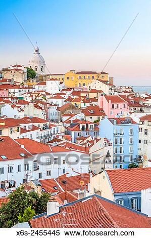 Stock Photography - View of Alfama quarter from Mirador de Portas do Sol, Lisboa, Portugal.. Fotosearch