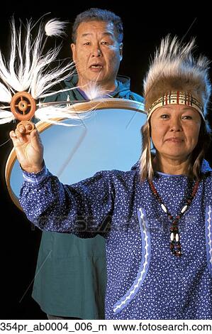 Yupik Dancers w/Dance Fans & Regalia SC Alaska studio portrait Picture