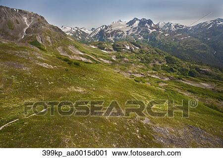 Scenic View Of Tundra And Kenai Mountains In Kachemak Bay State