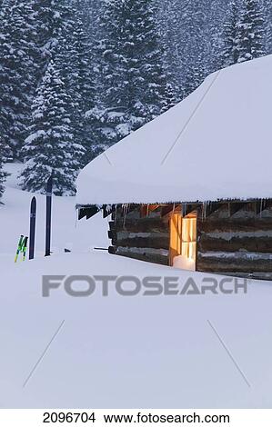 Log Cabin Covered In Deep Snow Colorado San Juan Mtns Trout Lake