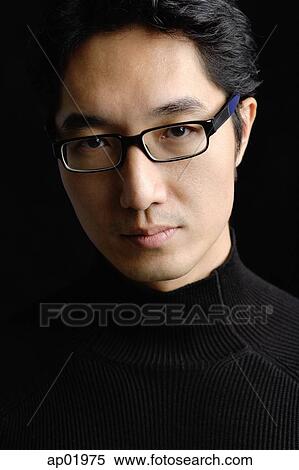 Man with black glasses, portrait View Large Photo Image Stock Photography - Man with black glasses, portrait. Fotosearch