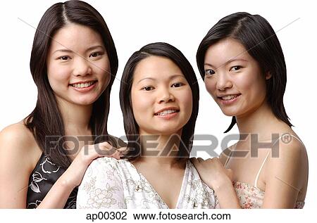 Stock Image - Portrait of three sisters. Fotosearch