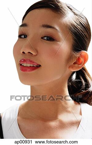 Woman smiling, head shot View Large Photo Image Stock Image - Woman smiling, head shot. Fotosearch