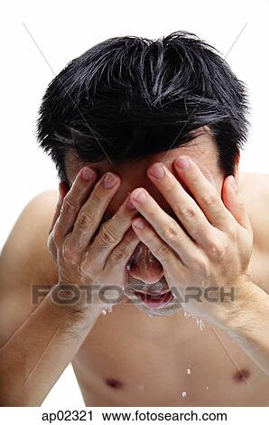 Man washing face View Large Photo Image Stock Image - Man washing face . Fotosearch