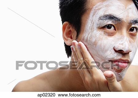 Man with soap on face View Large Photo Image Stock Image - Man with soap on face . Fotosearch