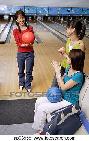 Women in bowling alley View Large Photo Image Stock Photography - Women in bowling alley . Fotosearch
