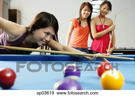 Women playing snooker View Large Photo Image Stock Photo - Women playing snooker. Fotosearch