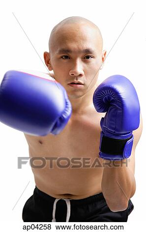 Young man wearing purple boxing gloves View Large Photo Image Stock Photo - Young man wearing purple boxing gloves . Fotosearch