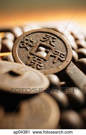 Stock Image - Close-up of Chinese coin. Fotosearch