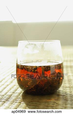 Glass of Chinese Tea on woven mat View Large Photo Image Stock Photo - Glass of Chinese Tea on woven mat. Fotosearch