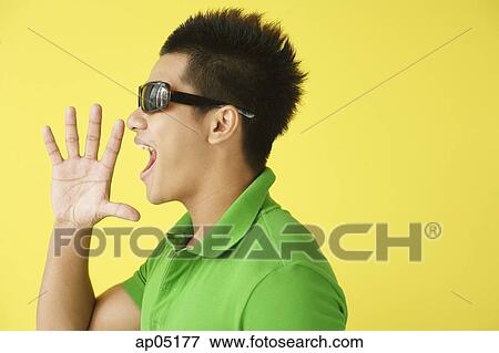 Man shouting, side view, head shot View Large Photo Image Stock Photo - Man shouting, side view, head shot. Fotosearch