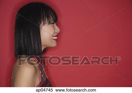 Woman with bob haircut, smiling, side view View Large Photo Image Stock Photography - Woman with bob haircut, smiling, side view. Fotosearch