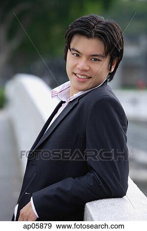 Stock Photo - Man in jacket, looking at camera, portrait. Fotosearch