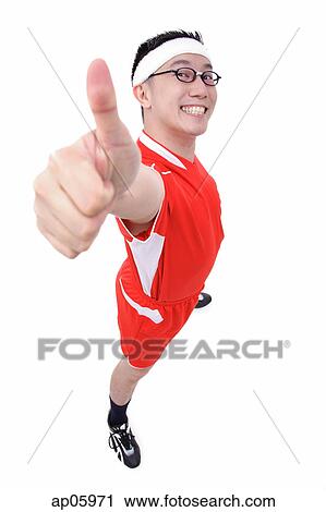 Man in soccer uniform making thumbs up sign View Large Photo Image Stock Image - Man in soccer uniform making thumbs up sign. Fotosearch