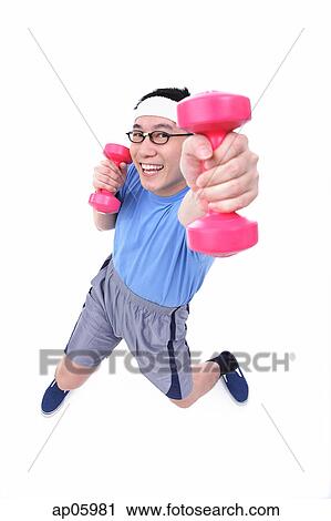 Man using dumbbells, high angle view View Large Photo Image Stock Image - Man using dumbbells, high angle view. Fotosearch