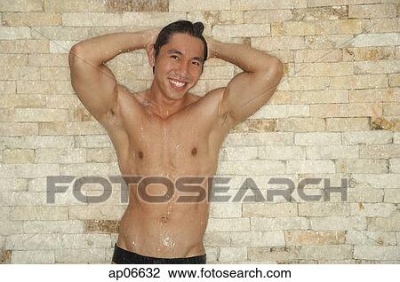 Shirtless man with hands on head View Large Photo Image Stock Image - Shirtless man with hands on head. Fotosearch