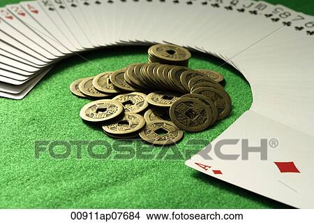 Picture - Chinese money and cards. Fotosearch
