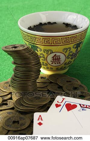 Stock Photo - Chinese money and cards. Fotosearch