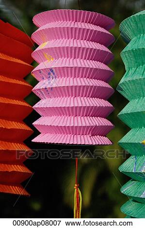 Colourful Chinese paper lanterns View Large Photo Image Stock Photo - Colourful Chinese paper lanterns. Fotosearch
