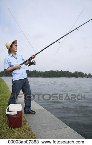Man fishing with fishing pole View Large Photo Image Stock Image - Man fishing with fishing pole. Fotosearch