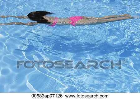 Woman swimming in pool View Large Photo Image Stock Photograph - Woman swimming in pool. Fotosearch