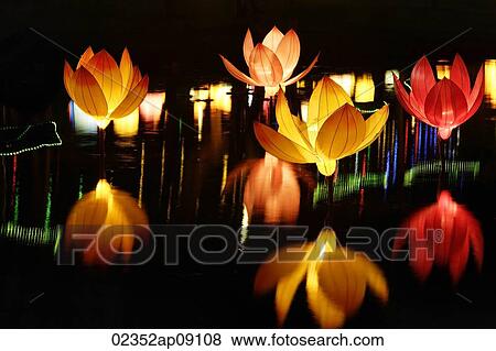 Lotus-shaped lanterns for mid-autumn festival View Large Photo Image Stock Photo - Lotus-shaped lanterns for mid-autumn festival. Fotosearch