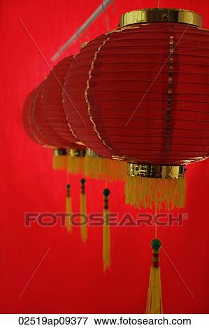 Stock Photo - Still life of a row of red lanterns. Fotosearch