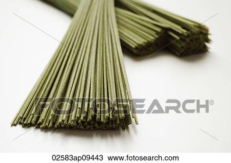 Stock Image - bunches of soba noodles closeup. Fotosearch