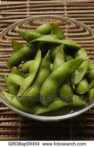 green edamame beans in clear glass bowl View Large Photo Image Picture - green edamame beans in clear glass bowl. Fotosearch