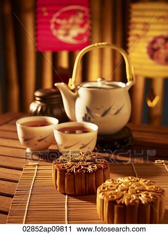 Chinese tea and moon cakes View Large Photo Image Stock Image - Chinese tea and moon cakes. Fotosearch