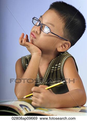 "little boy thinking, pondering" View Large Photo Image Stock Photo - "little boy thinking, pondering". Fotosearch