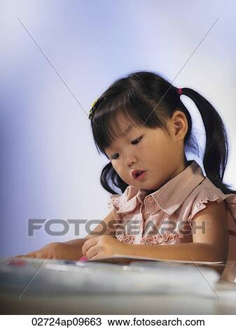 little girl drawing View Large Photo Image Stock Image - little girl drawing. Fotosearch