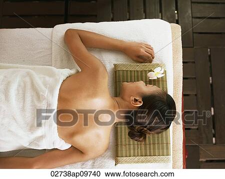 "top view of young woman in bathrobe, spa" View Large Photo Image Stock Image - "top view of young woman in bathrobe, spa". Fotosearch