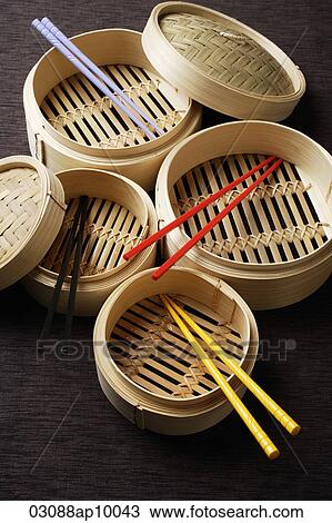 bamboo steamers with chop sticks View Large Photo Image Stock Image - bamboo steamers with chop sticks. Fotosearch