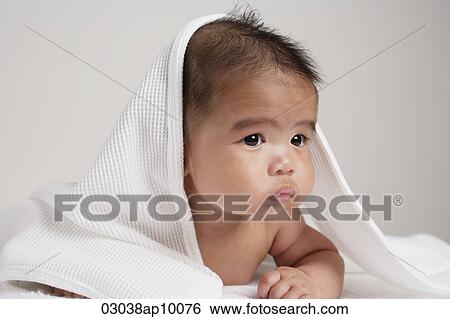 Chinese baby with towel over his head. View Large Photo Image Stock Photograph - Chinese baby with towel over his head.. Fotosearch