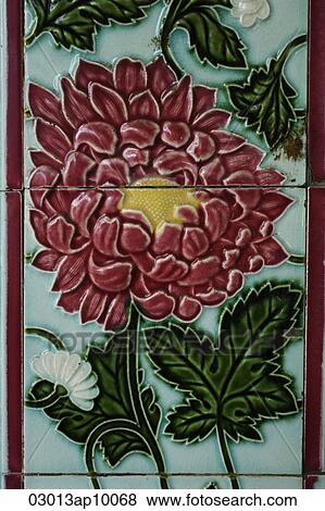 Stock Photo - Close up of Asian ceramic wall tiles.. Fotosearch