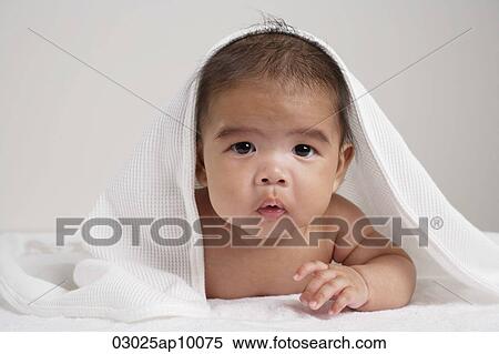 Cute Chinese baby with towel over his head. View Large Photo Image Stock Photography - Cute Chinese baby with towel over his head.. Fotosearch