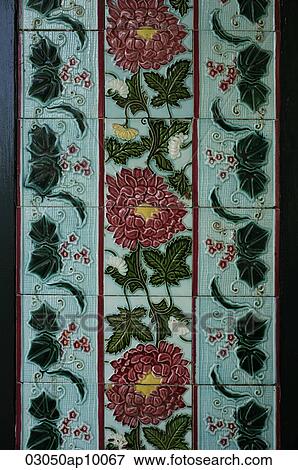 Old Asian ceramic wall tiles View Large Photo Image Stock Photo - Old Asian ceramic wall tiles. Fotosearch