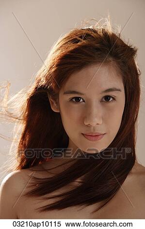 Head shot of Asian girl with long hair View Large Photo Image Stock Photography - Head shot of Asian girl with long hair. Fotosearch