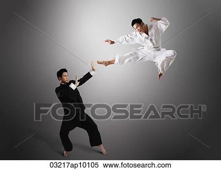 Stock Photography - Two men fighting with martial arts. Fotosearch