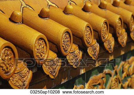 Stock Photo - Detail shot of tiles from Chinese Buddhist Temple. Fotosearch