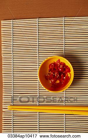 Small bowl of red chillies and chopsticks. View Large Photo Image Stock Photo - Small bowl of red chillies and chopsticks.. Fotosearch