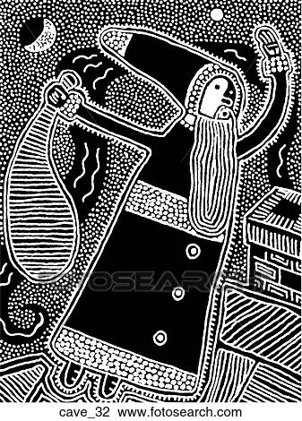 Santa in His Sleigh - B&W View Large Illustration Drawing - Santa in His Sleigh - B&W. Fotosearch