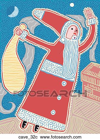 Clipart - Santa in His Sleigh. Fotosearch