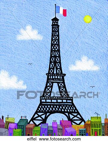 Eiffel View Large Illustration Drawing - Eiffel. Fotosearch