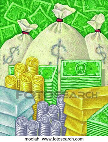 Moolah View Large Illustration Drawing - Moolah. Fotosearch